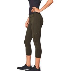 LULULEMON ATHLETICA Speed Up Crop (21') In Dark Olive Size 4